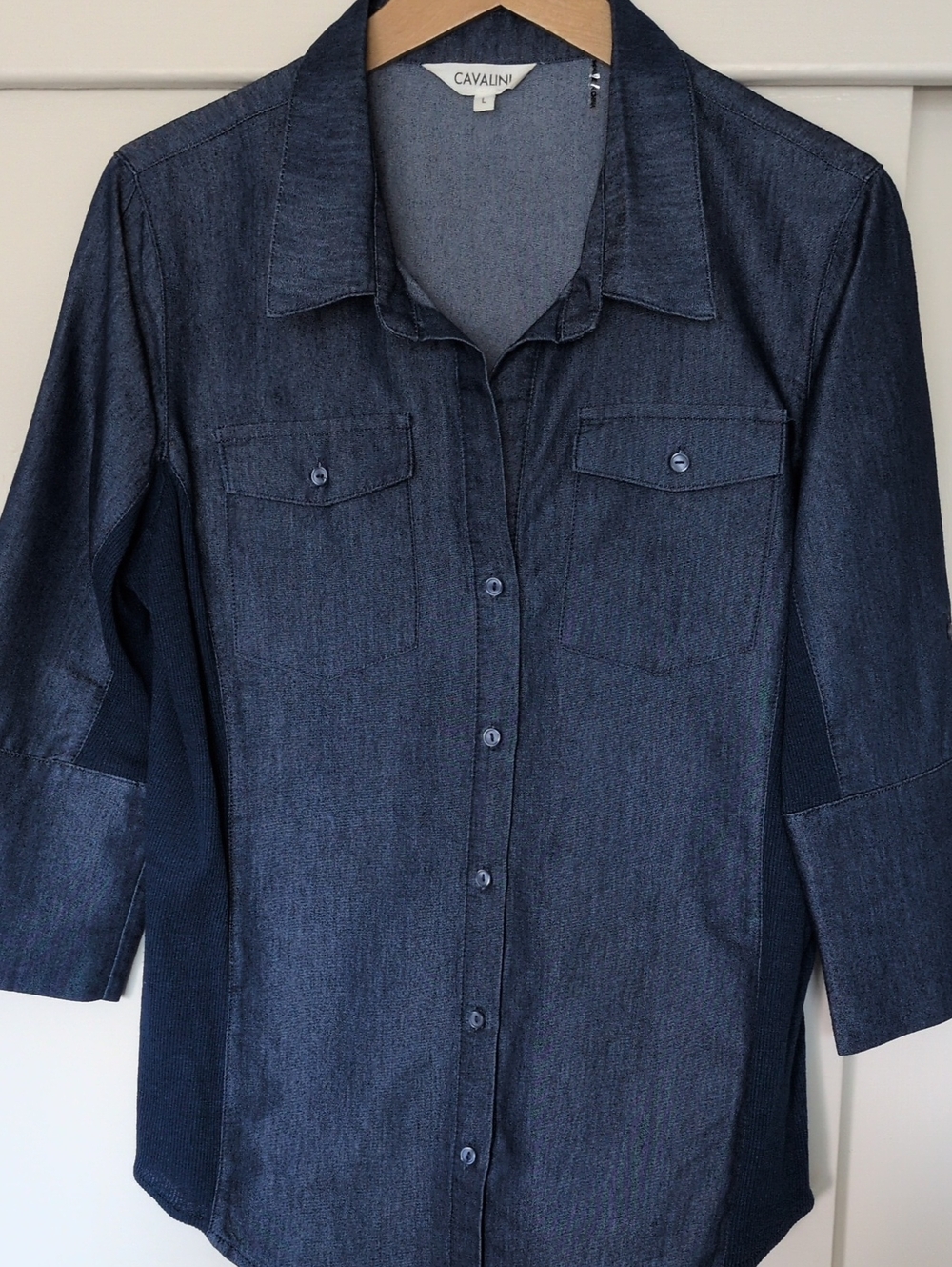 Cavalini Navy Denim Button Front Shirt